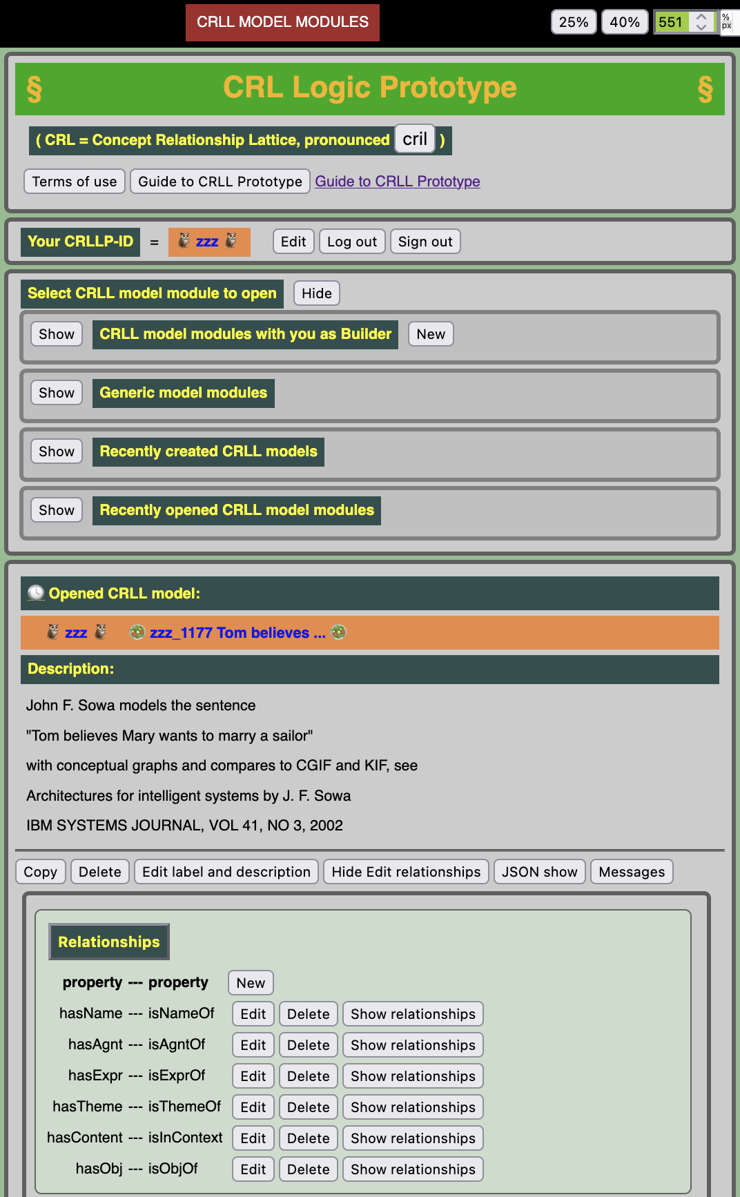 SELECTION of CRLL model